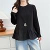 Women's Plus Size Ruffle Hem Long Sleeve Top - Spring 2026 Slimming Base Layer T-Shirt