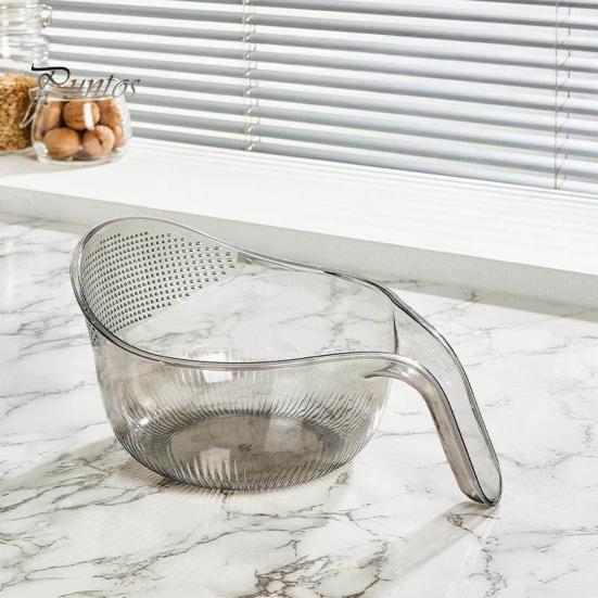 Multipurpose Food Drainer Rice Washing Bowl, with Ergonomic Handle, PP Safe Container Strainer Basket, for Cleaning Vegetables And Fruits Easy