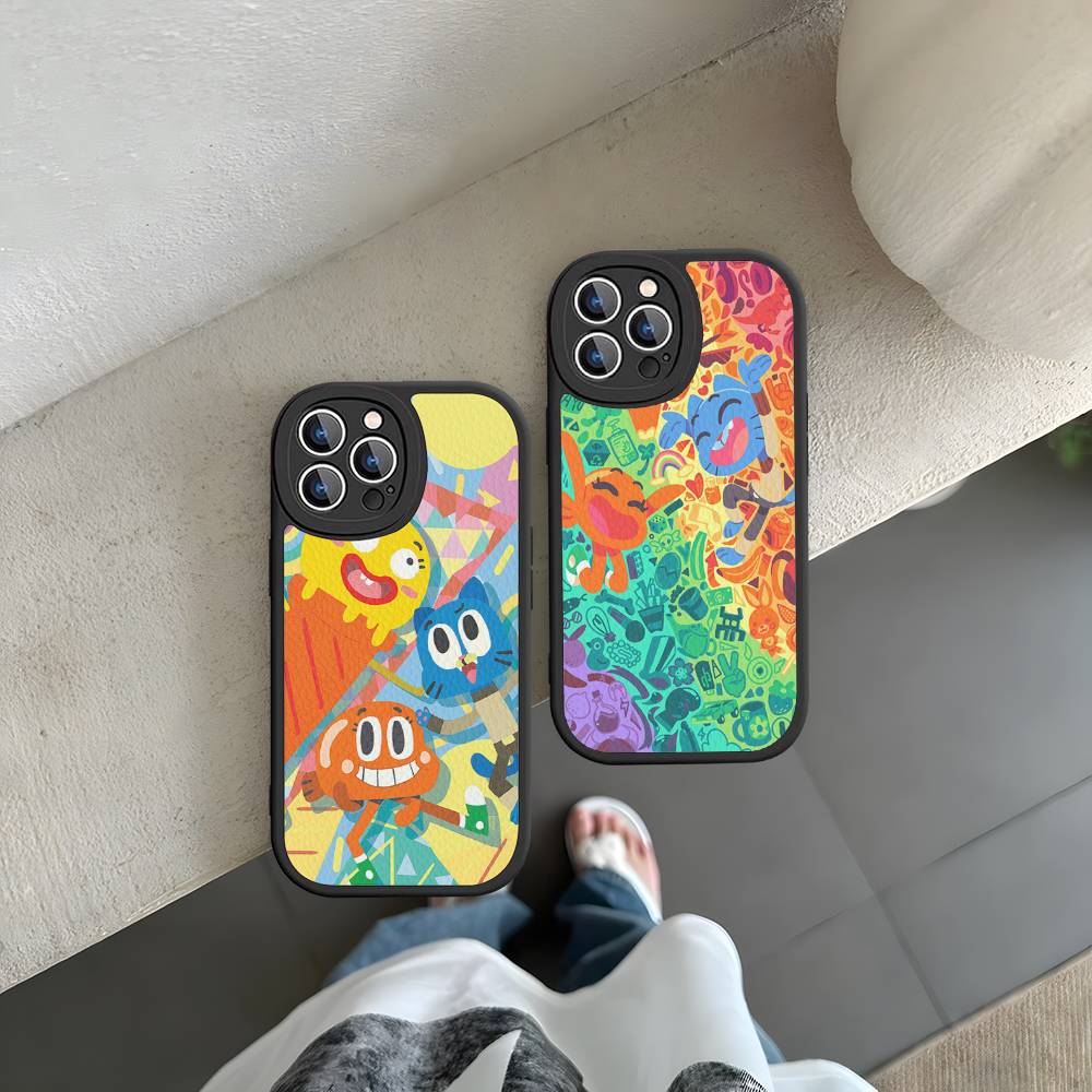The A-Amazing World Gumball Anime Phone Cover For IPhone 11 12 13 14 15 16 Pro Max Mini Plus Soft Leather Case