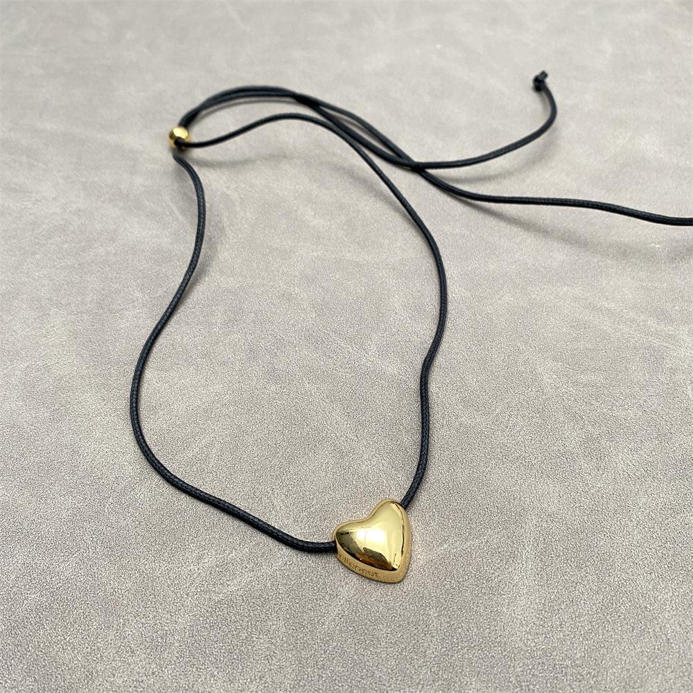 Korean Blogger Style Adjustable Heart Necklace - Minimalist Cold Style Collarbone Chain