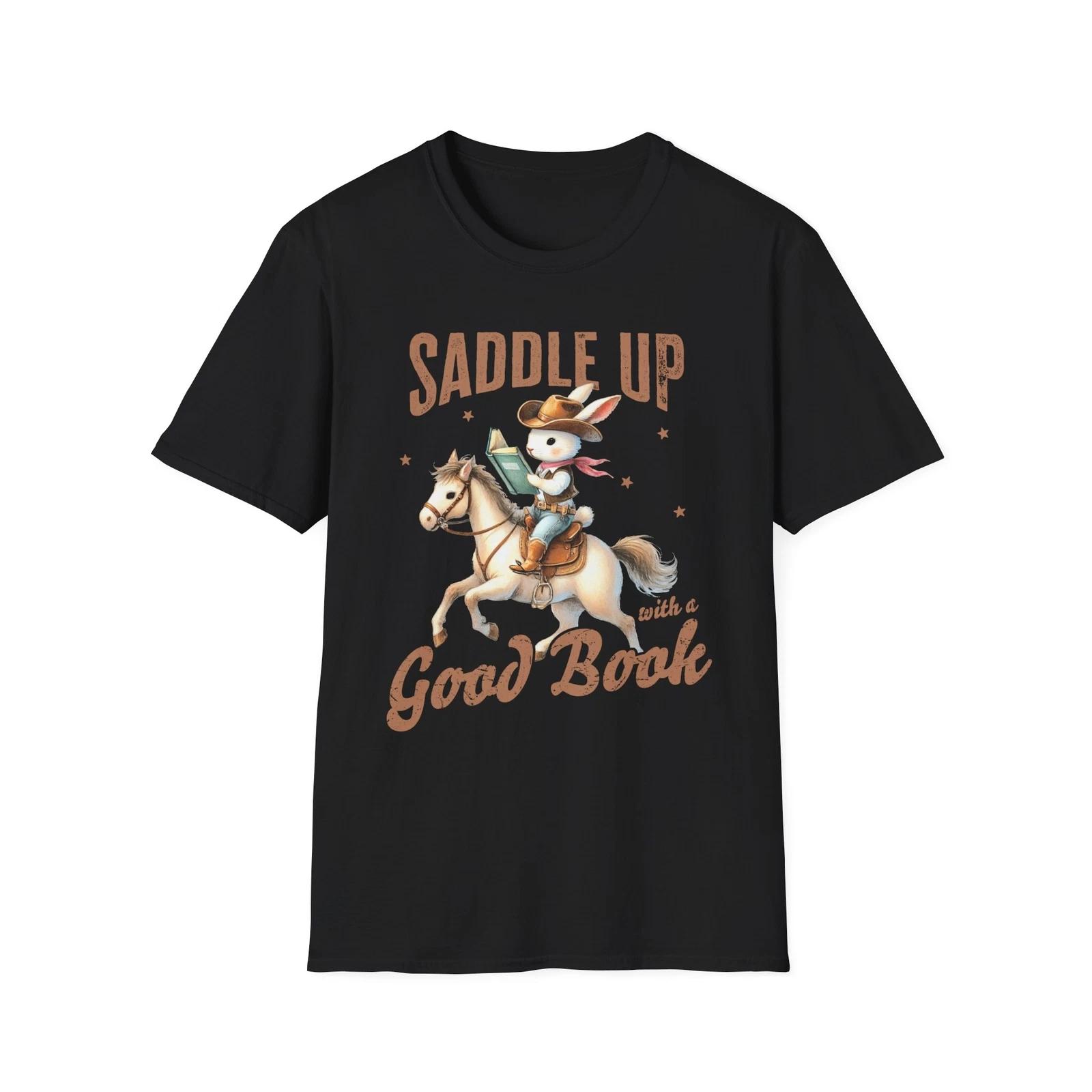 

Cute Bunny Reading T-Shirt, Saddle Up Graphic Tee, Kids Gift, Farm Animal Shirt, 2XL
