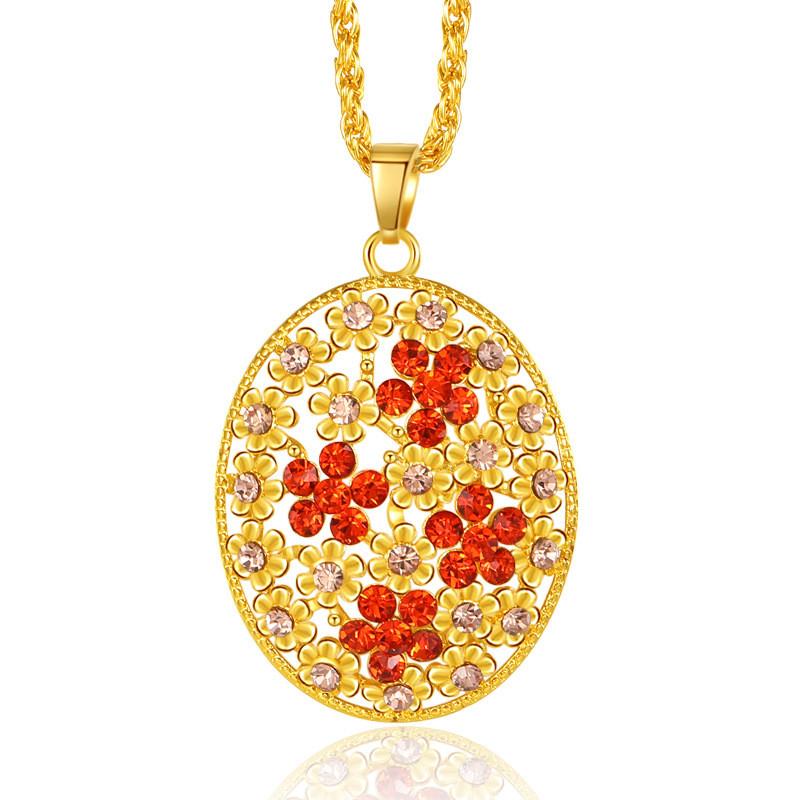Elegant Crystal Long Pendant Necklace For Women Featuring Unique Floral Design