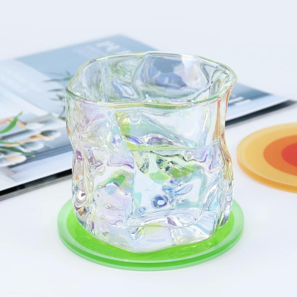 5pcs Acrylic Gradient Color Coasters Round Heat-resistant Coasters Table Decor Beverage Coasters, Coffee Coasters Home Decor