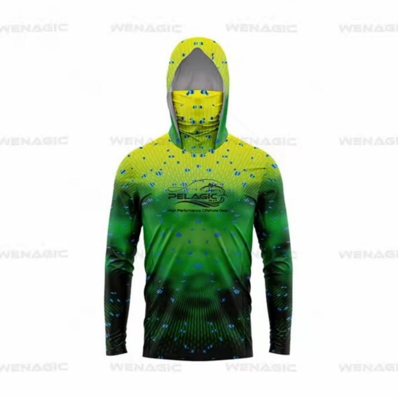 Men's Sunscreen Upf50 + Long-sleeved Camouflage Fishing Wear Anti-UV Mask Hooded