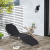 Sun Lounger Foldable Adjustable Backrest Stainless Steel Metal Frame 187 X 55 X 24 Black