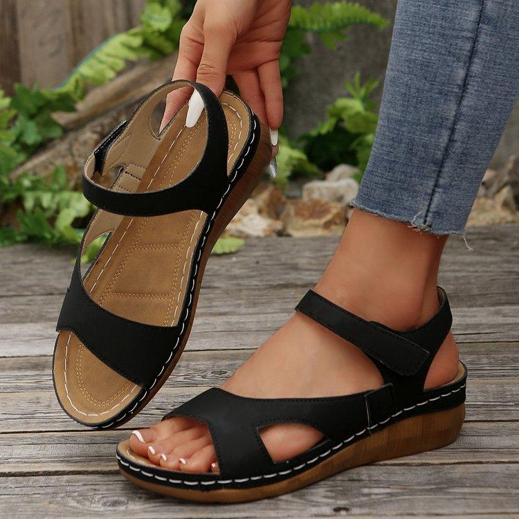 Women's Buckle Ankle Strap Sandals Summer Platform Wedge Sandals Comfortable Non-Slip Walking Sandals Beach Shoes Open Toe Dressy Shoes for Women