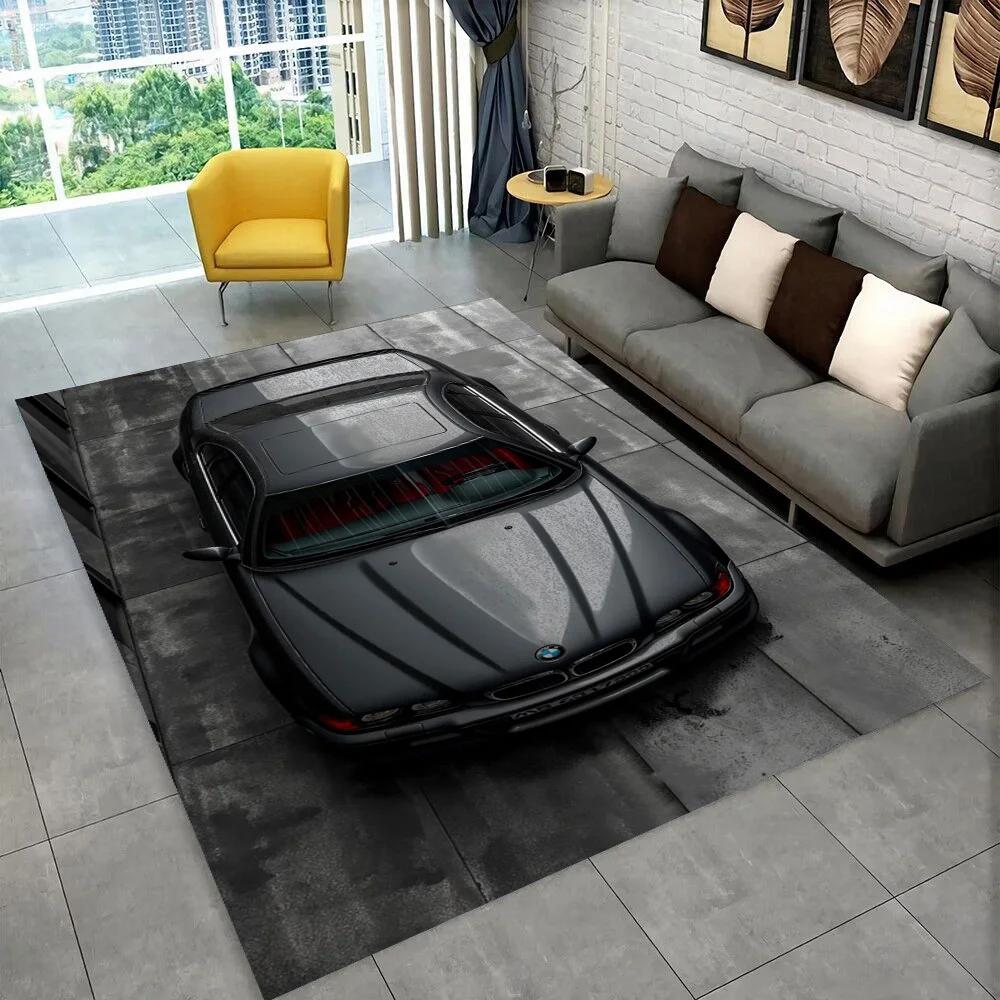 3D E36 Rennwagen Motorrad Teppich Teppich für Wohnzimmer Schlafzimmer Dekor, Kinder Spielen Rutschfeste Dekoration für Sofa Fußmatte Geschenk