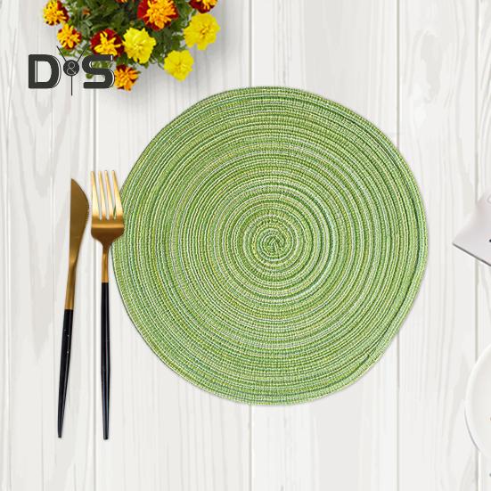 2 Pcs Anti-Slip Round Table Mat Set Woven Placemats Dining Table Non-Slip Coasters for Kitchen Heat Resistant Bowl Pads Drink Mats