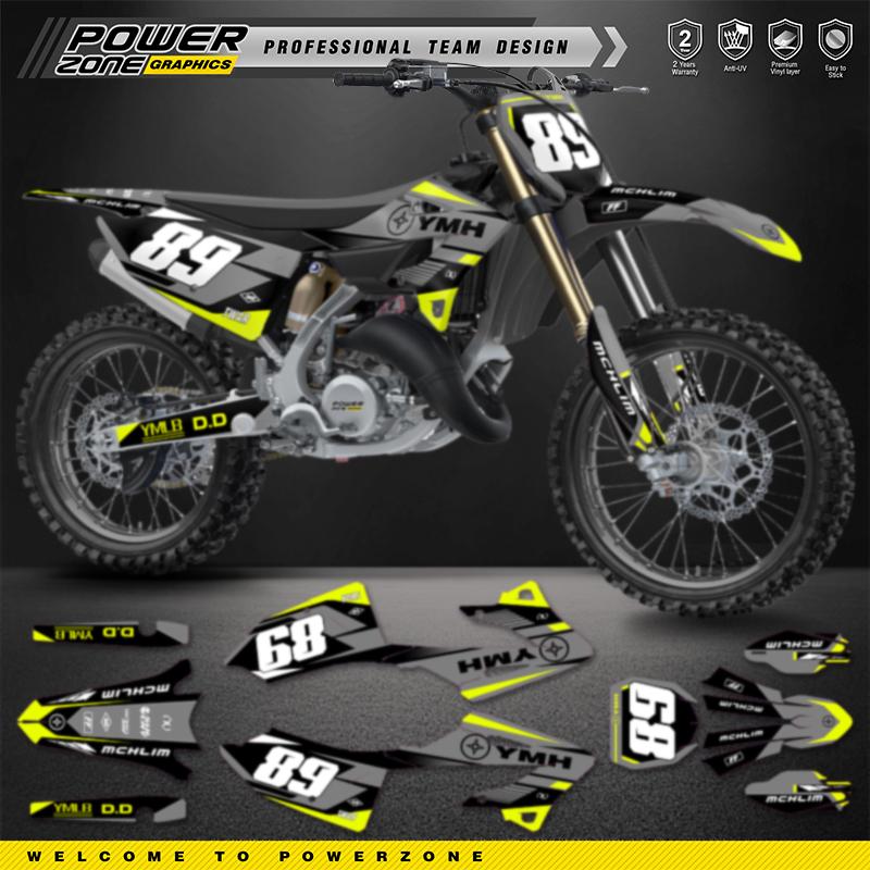 PowerZone Custom Team Graphics Decals Stickers Kit For YAMAHA 22-24 YZ 125 250 2022 2023 2024 Motorcycle Decal Stickers