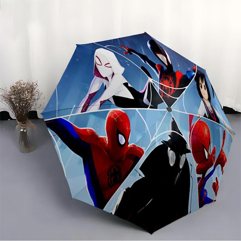1pc Spider-Man: Into the Spider-Verse Characters Automatic Folding Umbrella - Compact 8-Rib Design, Durable Plastic & Iron, Daily Use F104020