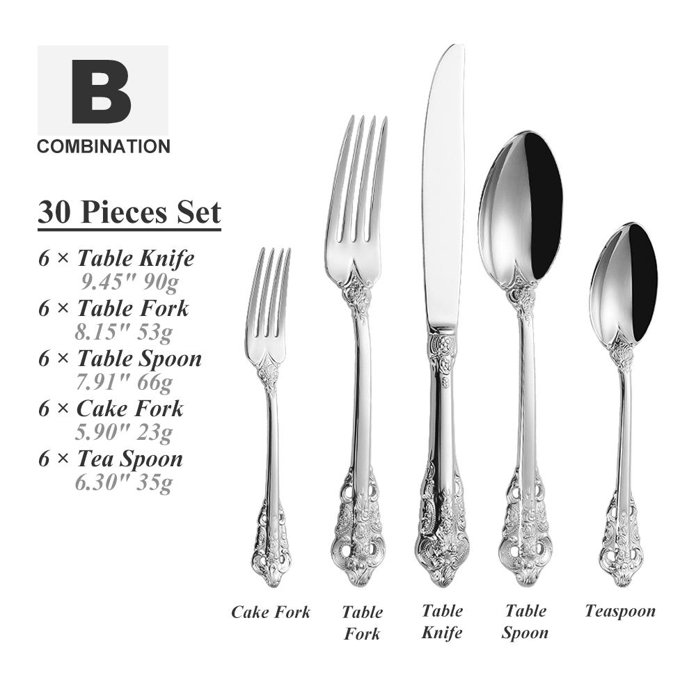 

Набор столовых приборов из 30 предметов Royal Vintage с золотым покрытием из нержавеющей стали, разноцветные ложки, вилки, ножи, черные, розовое золото, сервис на 6 персон