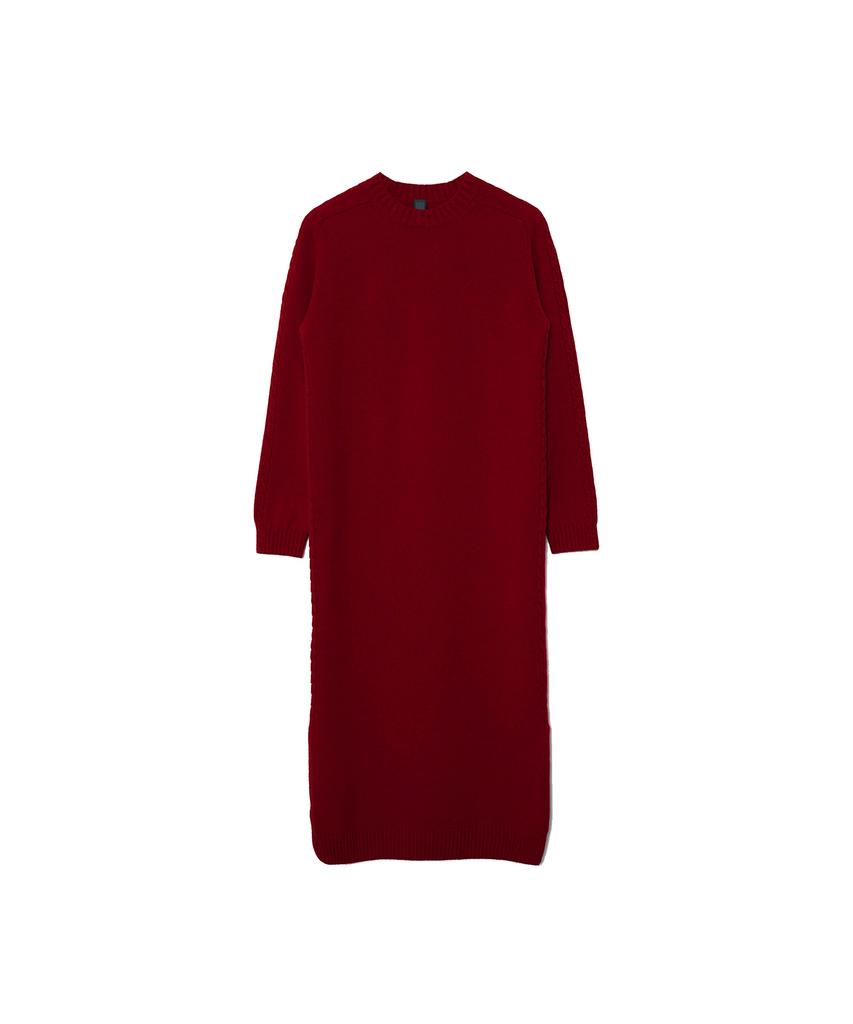 Iolo Cable Round Dress_Burgundy
