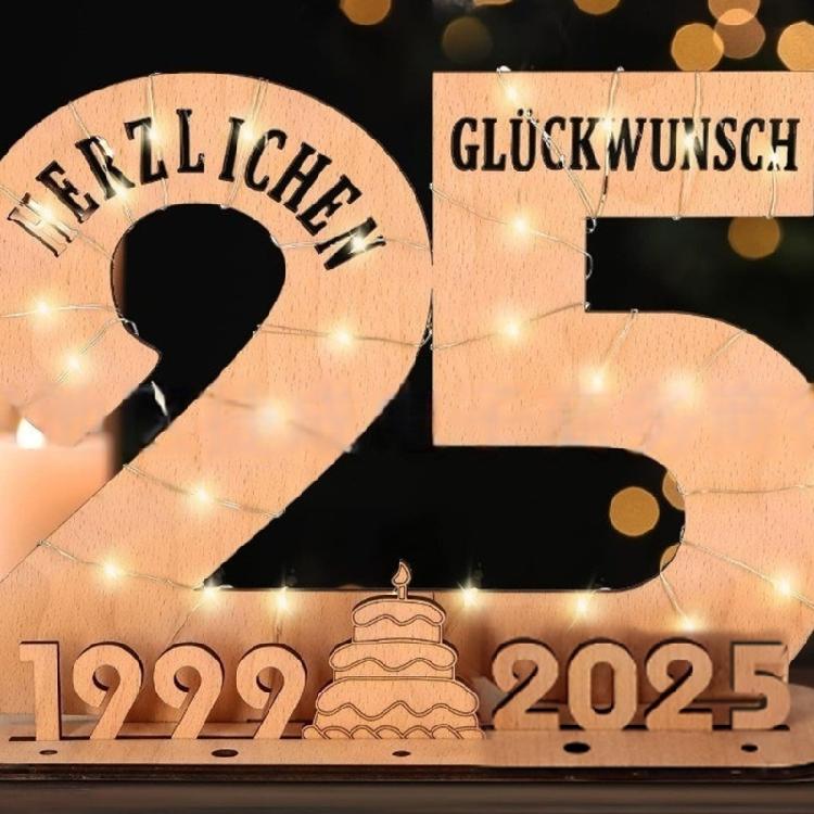 Elegant Wooden Number Figurine with LED Light String Stand for Birthday and Wedding Wood Sign Guest Book DIY Art Crafts