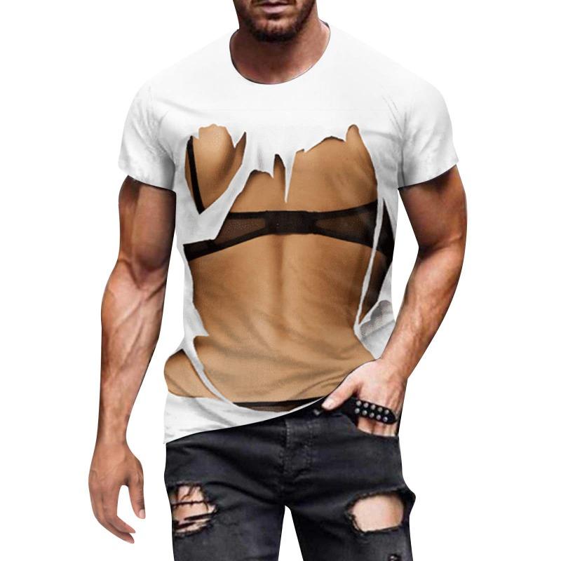Men's Muscle T-shirt 3D Printed Bodybuilding Fitness T-shirt Top Fashionable Sports Fitness Shirt