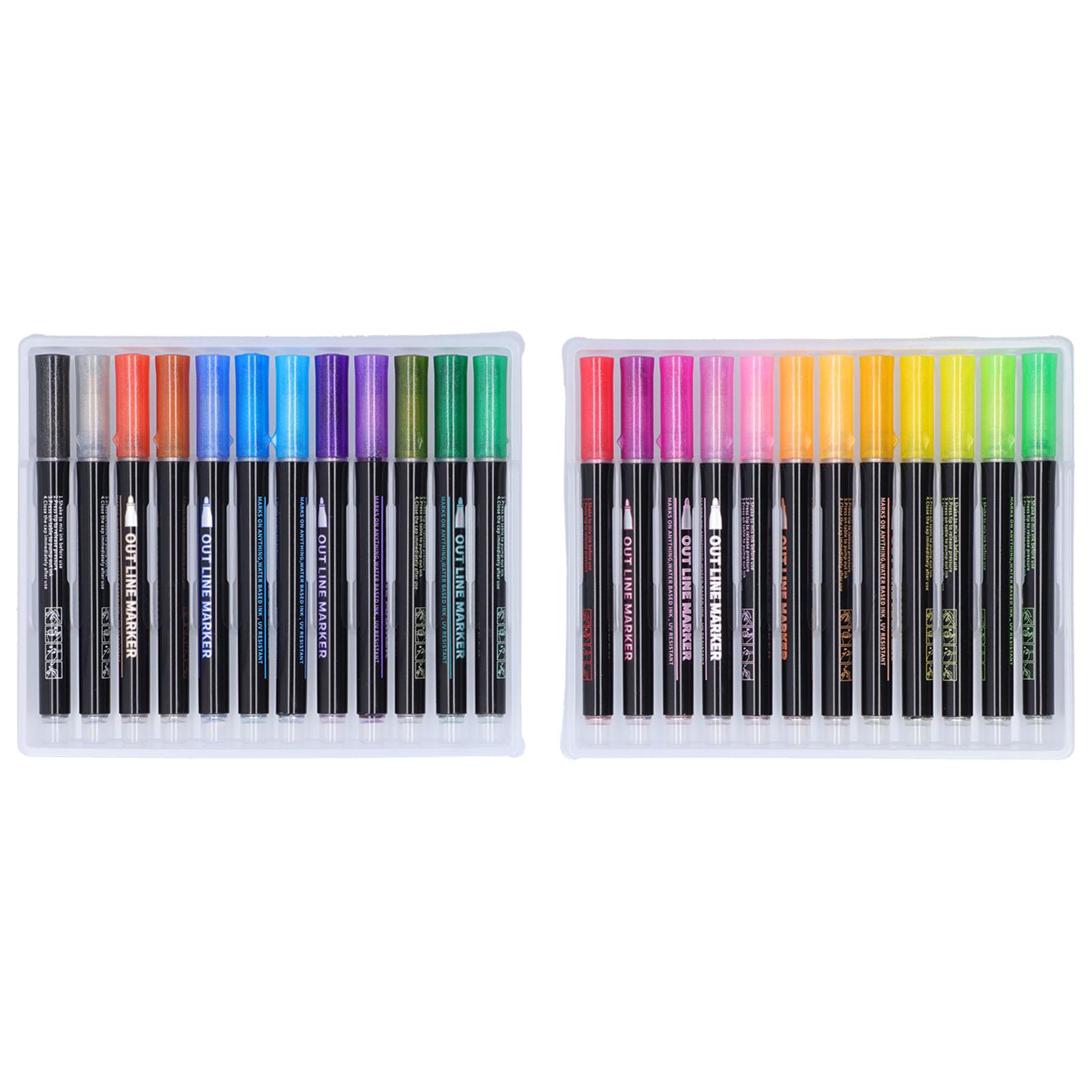 

24 шт. Хайлайтеры Водостойкие Чернила с Плавным Нанесением Многоцелевые Легкие Портативные Обводные Ручки