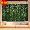 Artificial Green Leaf Wall Cascading White Blossom Photo Background