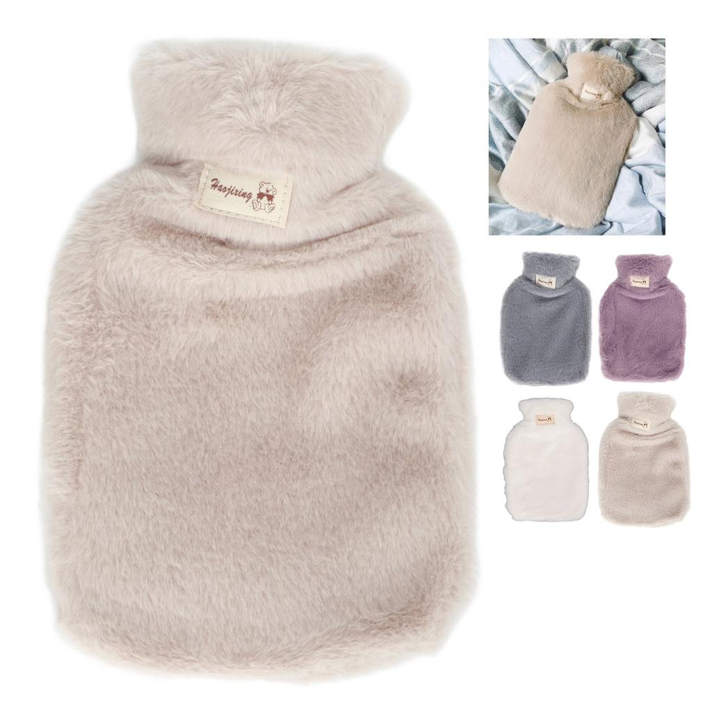 Bolsa de água quente de pelúcia 1000ml boca larga textura antiderrapante bolsa de água morna com lavável macio plus