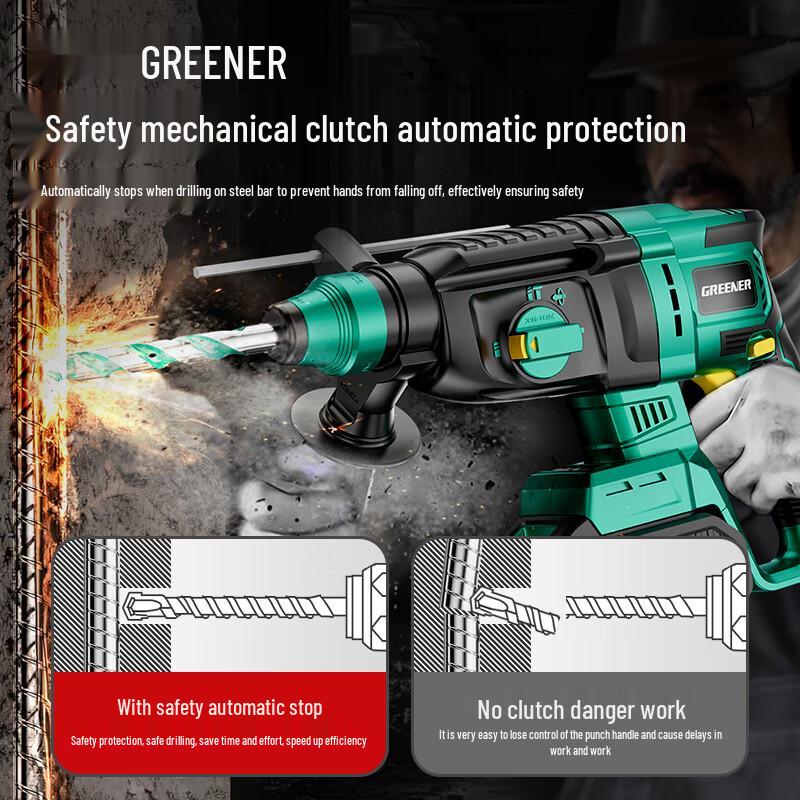 Green Forest 21V Cordless Brushless Rotary Hammer Drill CN Plug (adapter Included)