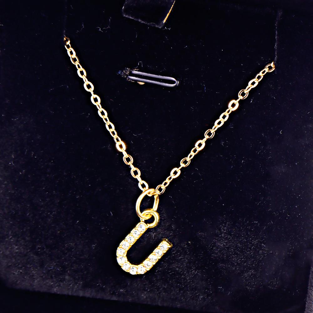 Kpop Shining A-Z Letter Pendant Charm Necklace 26 Initial Alphabet Name Golden Clavicle Chain Party Valentine's Day Jewelry Gift