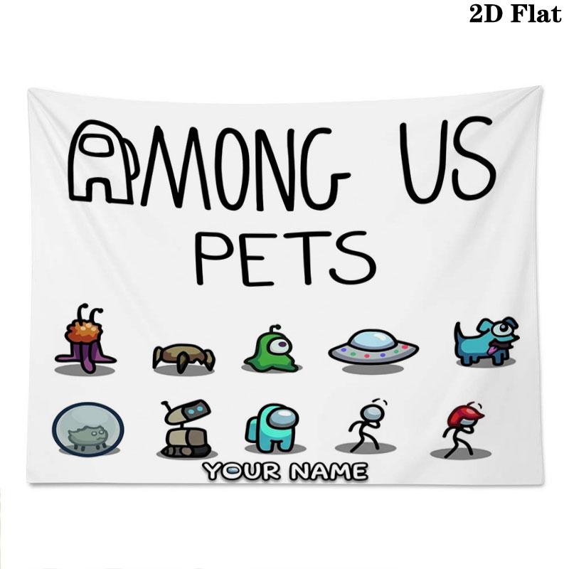 Among Us Custom Name Wall Tapestry Aesthetic Wall Hanging Printed Fabric Blanket Decorative Tapestries for Bedroom Living Room Home Decor
