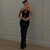 Abito lungo da donna in raso sexy senza schienale con cut-out slip party night club compleanno abiti