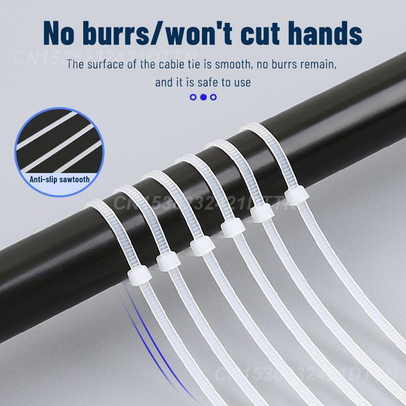 Cable Tie Buckle Self-fixing Self-locking Nylon Cable Tie Set Tie Fastening Ring Acid And Corrosion Resistance Anti-aging