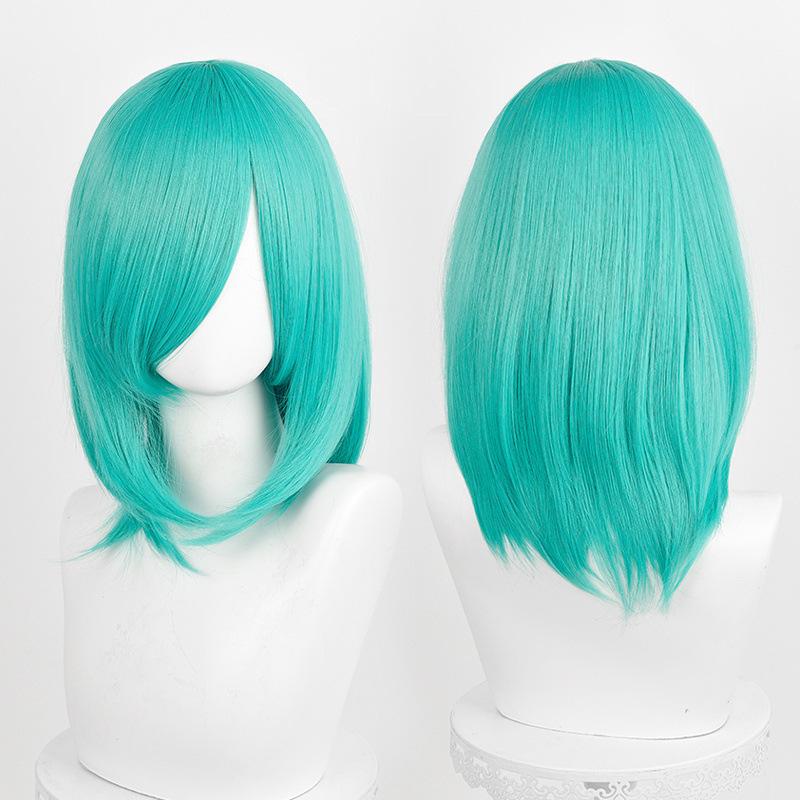 Dames Lolita Roze Rood Blauw Paars Cosplay Pruiken 40cm Korte Bob Pruiken Met Pony Hittebestendig Synthetisch Haar Universele Pruiken blue