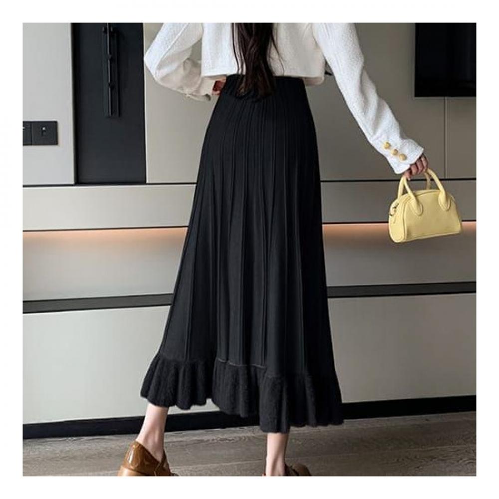 Navava Hem Point Banding Knit Long Skirt Ns374