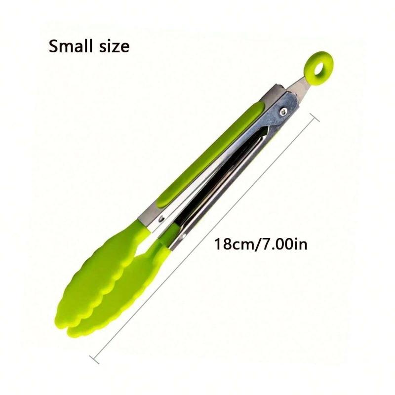 1pc Small Kitchen Tongs, Mini Food Tongs, Heat Resistant Nylon Tips Tongs For Cooking, Serving, BBQ, Grilling, Salad And More