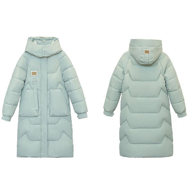 Winter Mid To Long Length Hooded Down Cotton Jacket Women's Thick Over Knee Waterproof Parka Coat Hooded Big Pocket Outercoat