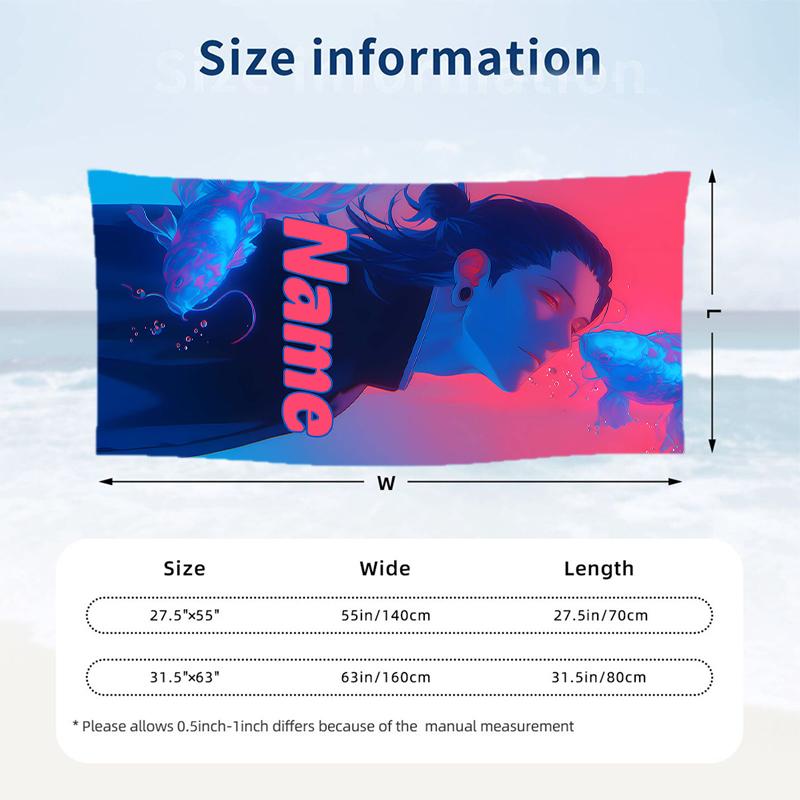Suguru Custom Name Printed Beach Towel Personalized Soft Towel For Swimming Beach Travel