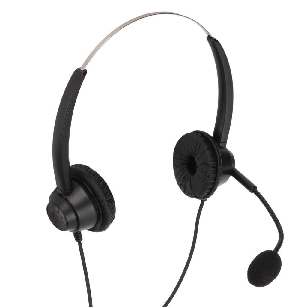 Telephone Headset Noise Reduction 3.5mm Straight Head Customer Service Headphone with Mic for VOIP Phones Call Center
