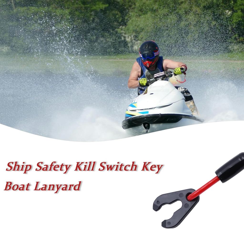 KOETSU Universal Outboard Motor Kill Switch Lanyard - Emergency Safety Cut-Off Cord with Quick Release Clip for Boat, PWC, Jet Ski & Marine Engines