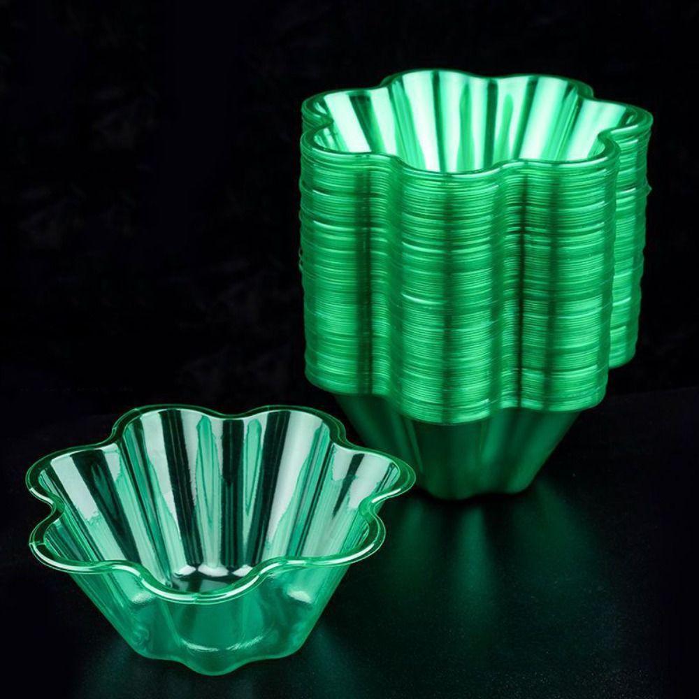 50 Pcs Disposable Ice Cream Bowls Transparent Dessert Serving Cups Flower-Shaped Sundae Cup  Bakery