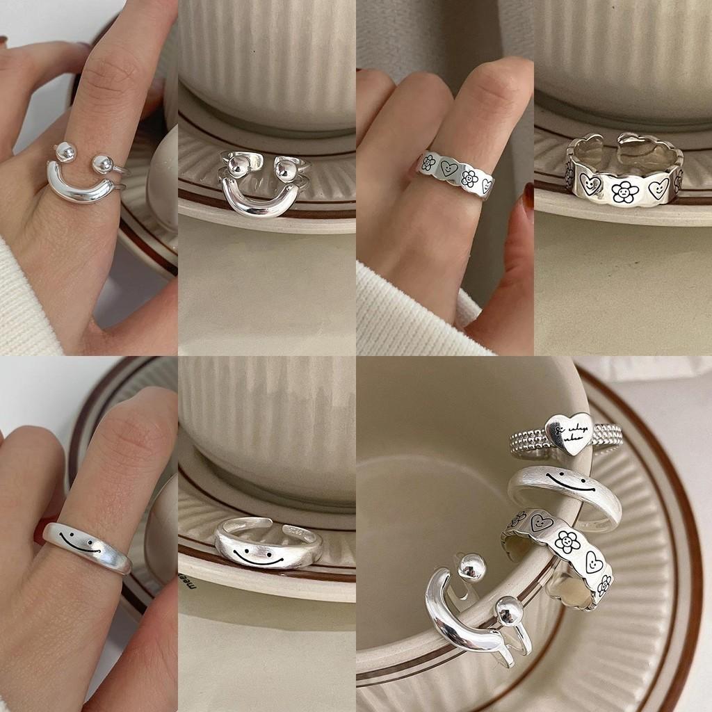 Smiley Heart Adjustable Finger Ring Women Decoration Jewelry Gift Ornaments