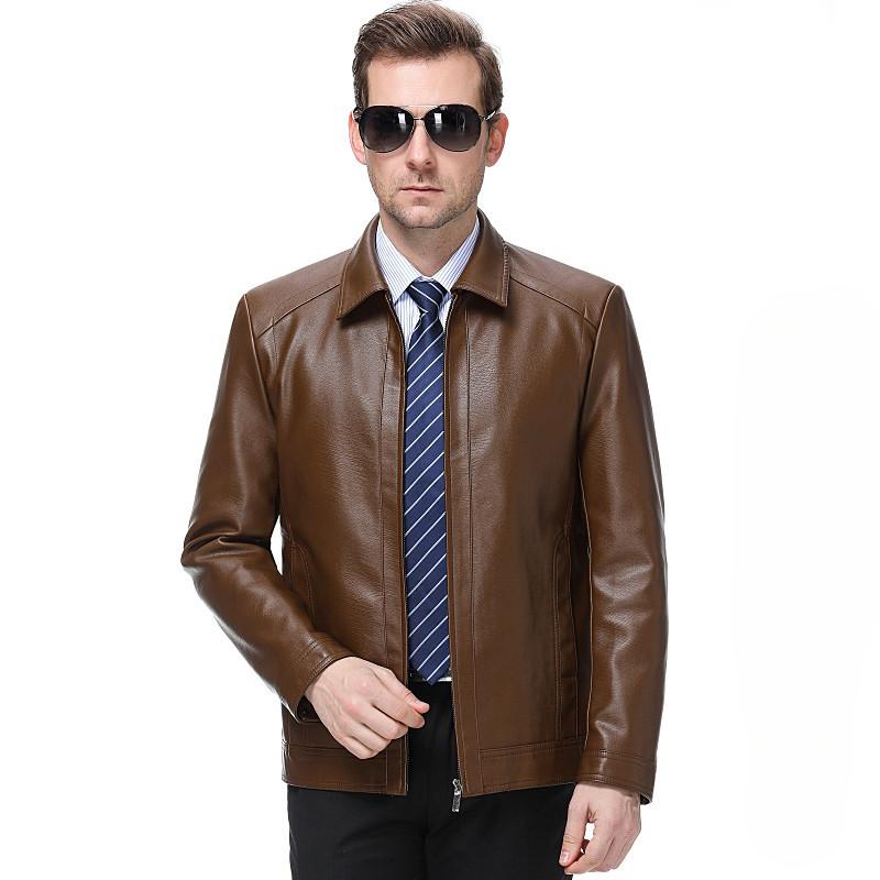 Autumn and Winter Men's Genuine Leather Jackets, Men's Jackets, Middle-aged Business Sheepskin Short Velvet Jackets, Dad Clothes