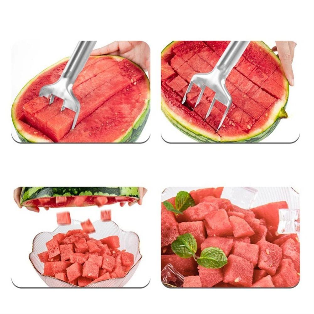 Quickly Cutting Stainless Steel Watermelon Slicer With Handle Diced Fruit Divider  Mango