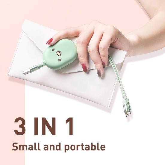 Retractable 3 in 1 Data Wire Charging Cable for Apple/Android/Type-c Connectors