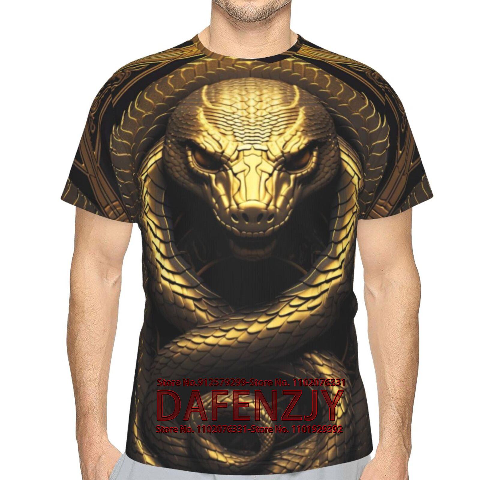 

Футболка с принтом змеи 3D Big Face Pythons Мужские футболки с коротким рукавом с графическим принтом S золотой