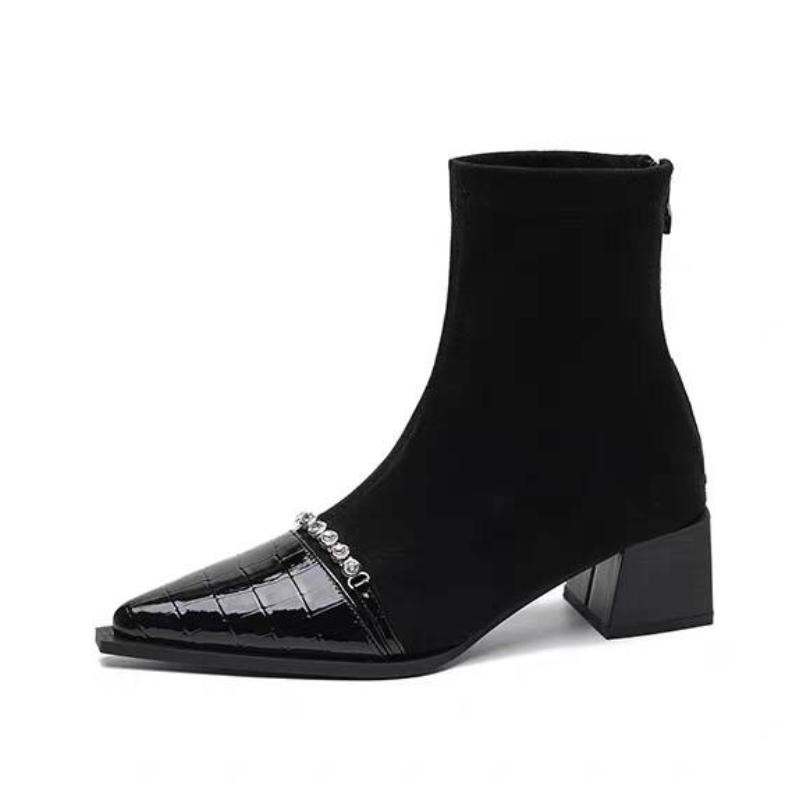 Fashion Women Ankle Boots Pointed Toe Chunky Heels Shoes for Woman Trend Goth Walking Chelsea Boots Outdoor Heels Women Botas De Mujer