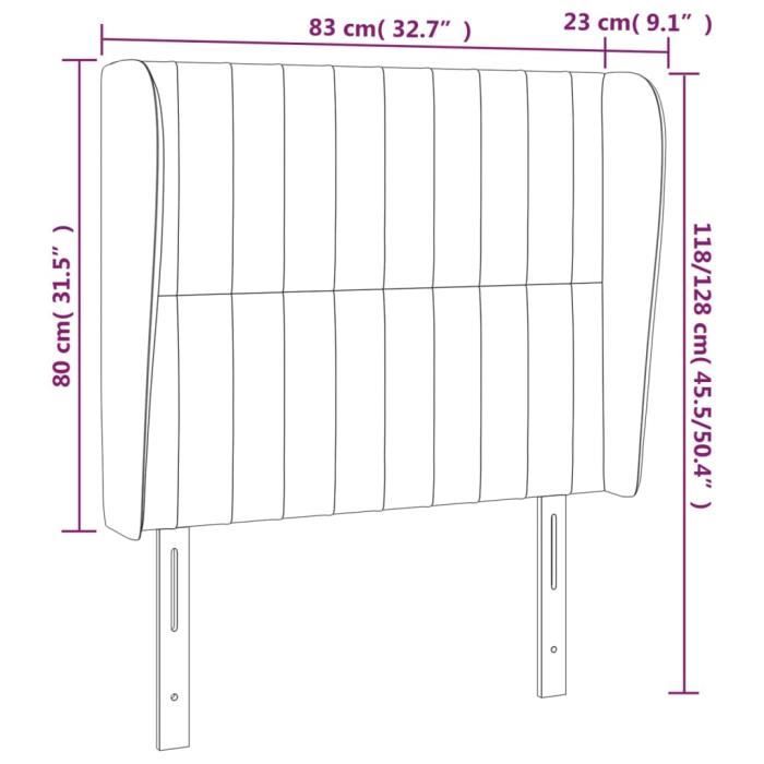 VidaXL Tête de lit avec oreilles Crème 83x23x118-128 cm Tissu3118173