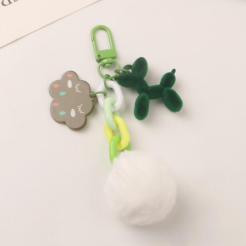 Adorable Boule de Fourrure Chiot Porte-clés de Voiture Pendentif Petit Nuage Couleur Fraîche Accessoires Décoration Ensemble Écouteurs