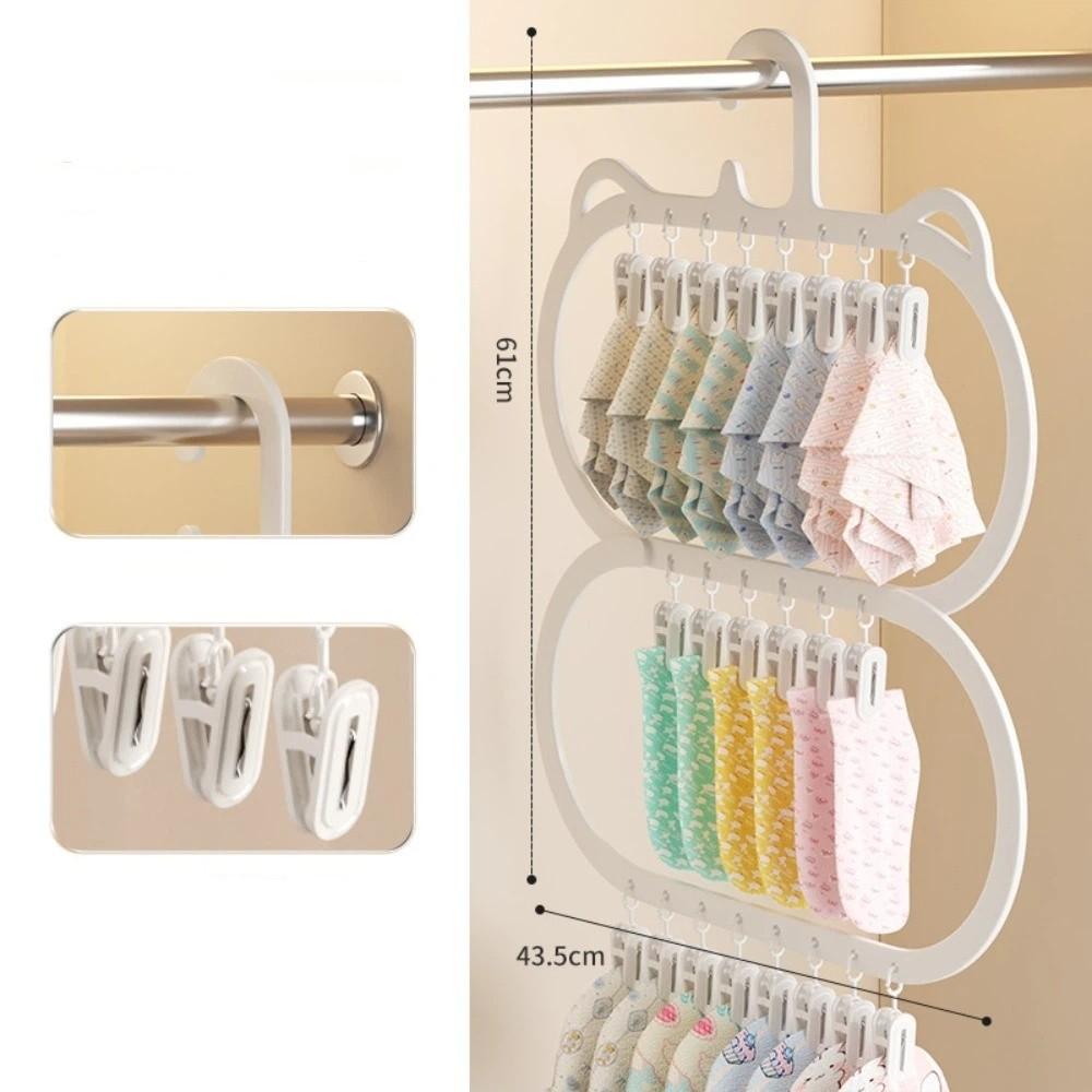 Multi-clip Sock Drying Rack Space-saving Removable Socks Underwear Storage Rack Multi-functional Wardrobe Storage