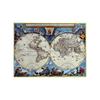 Vintage World Map Canvas Wall Art Retro Double Hemisphere Poster Print for Living Room Office Study Home Decoration Frameless