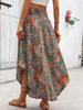Bohemian Style Flowy Mid-Length Skirt with Personality Print for Summer Vacation