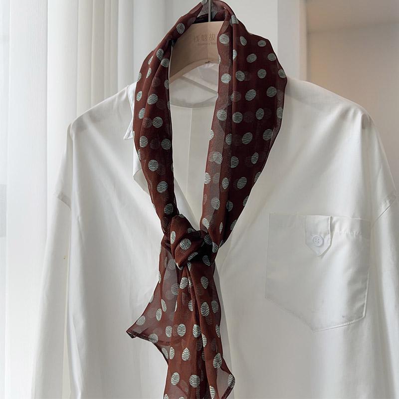 Smart Polka Dot Silk Scarf: Luxury Georgette Mulberry Shawl for Women - Spring/Summer Multifunctional Accessory