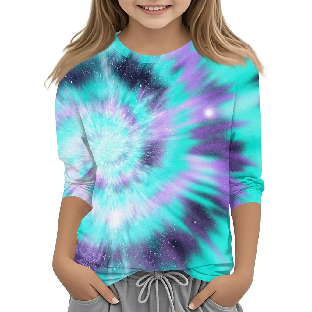 Children's 3/4 Sleeves Printed O-neck Top Everyday Casual T-shirt