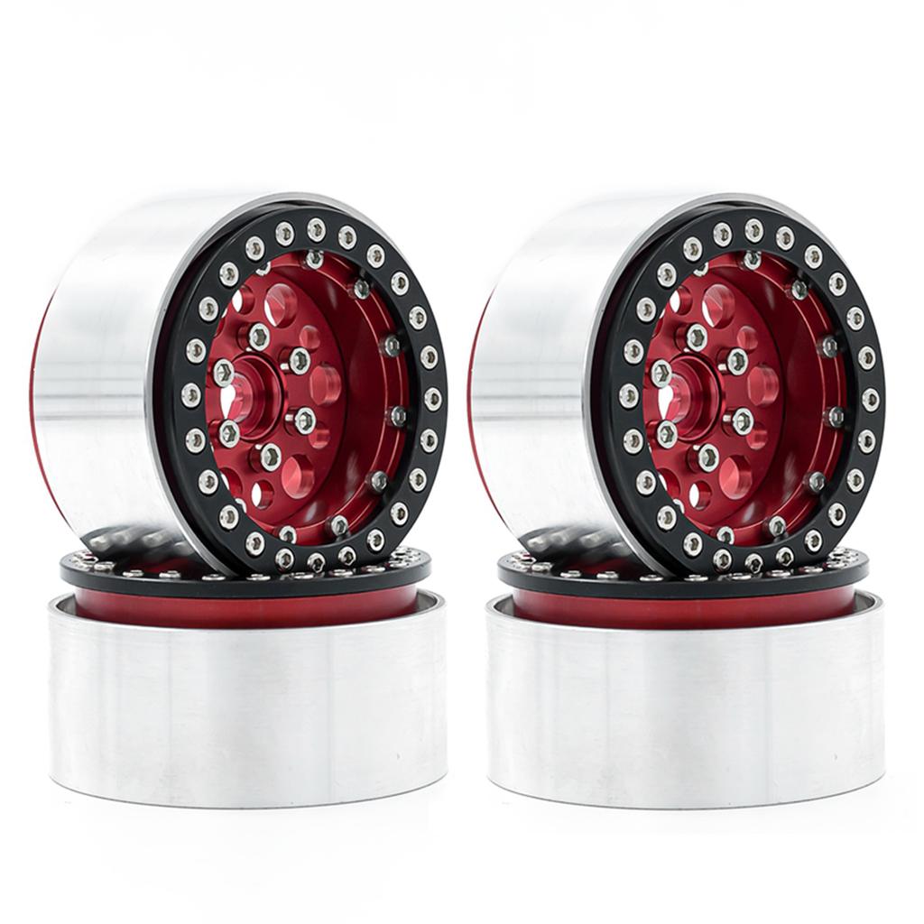 Aluminum Alloy Wheel Rim Beadlock Wheel Rims Hub 4pcs Replacement for 1/10 TRX4 Axial SCX10 90046