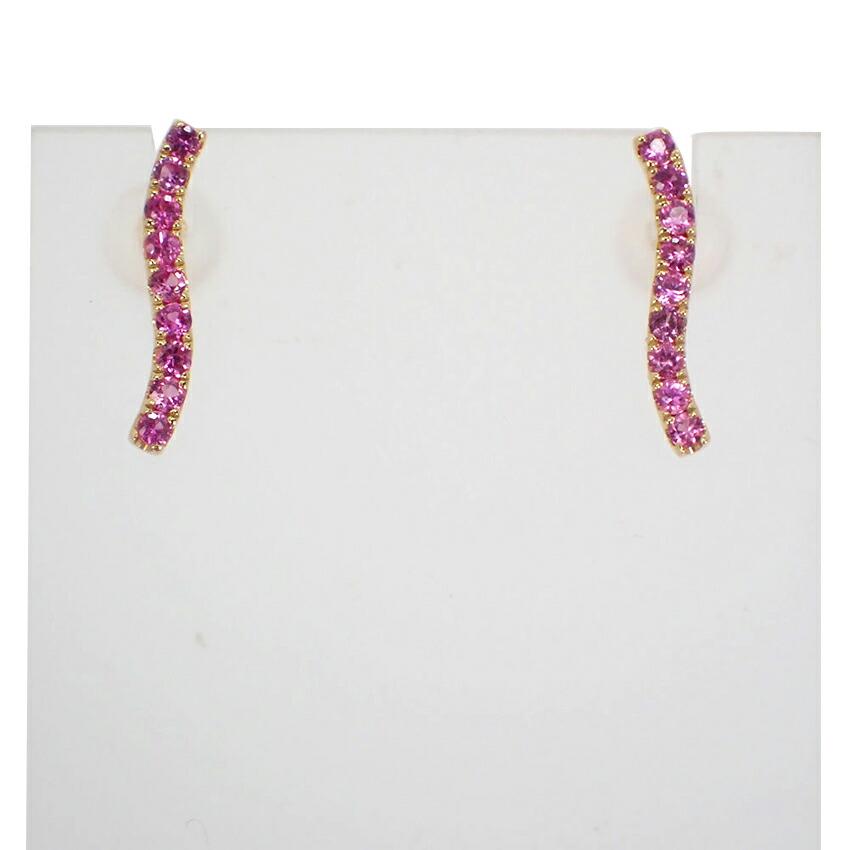 

[Новинка] Серьги S-образной формы с рубином 750 пробы [s1-25]