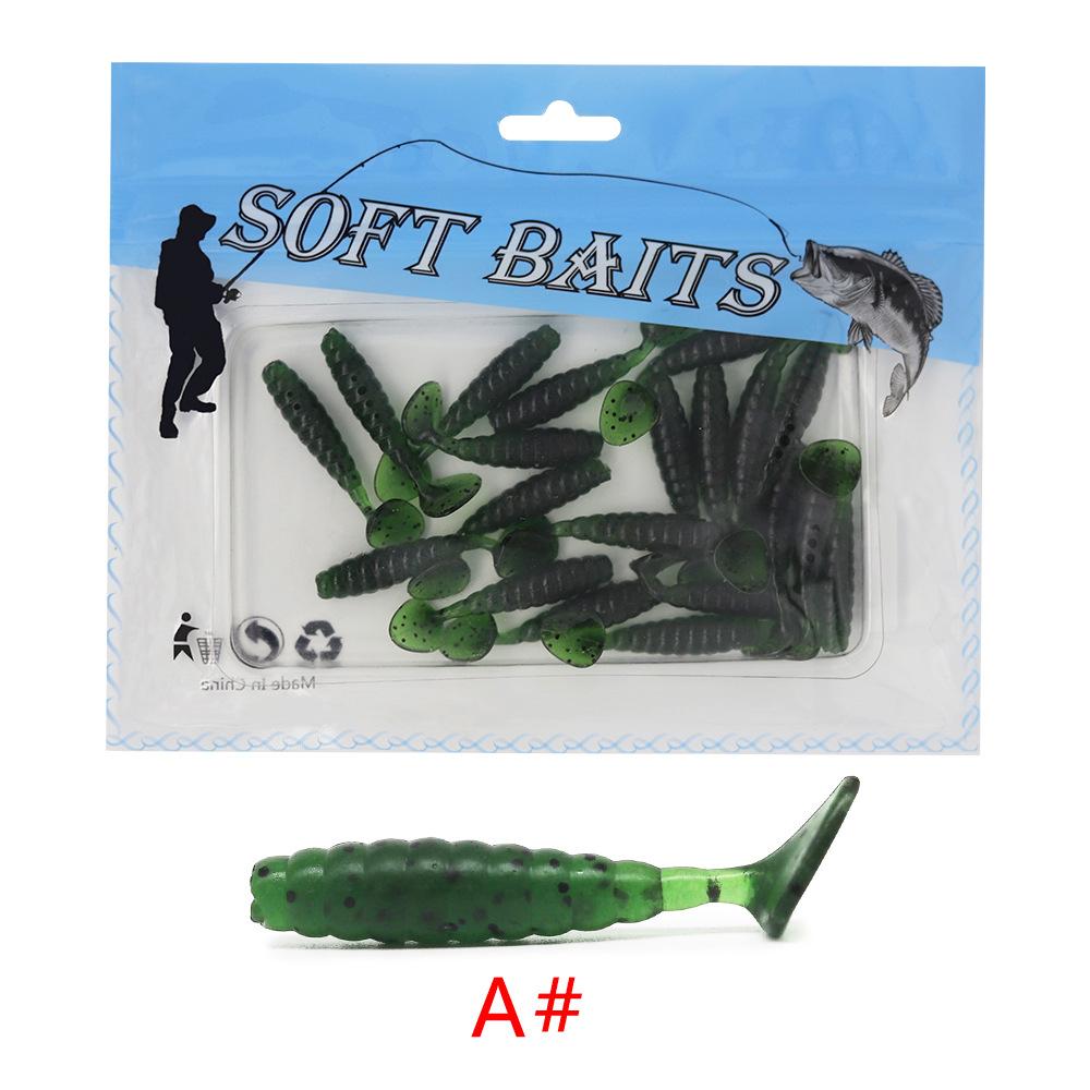 Outdoor Fishing Fluctuation T-tail Soft Bait (4cm/1.4g) 20 Pieces of Lures